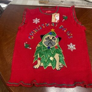 Christmas Paws Pug Sweater  vest